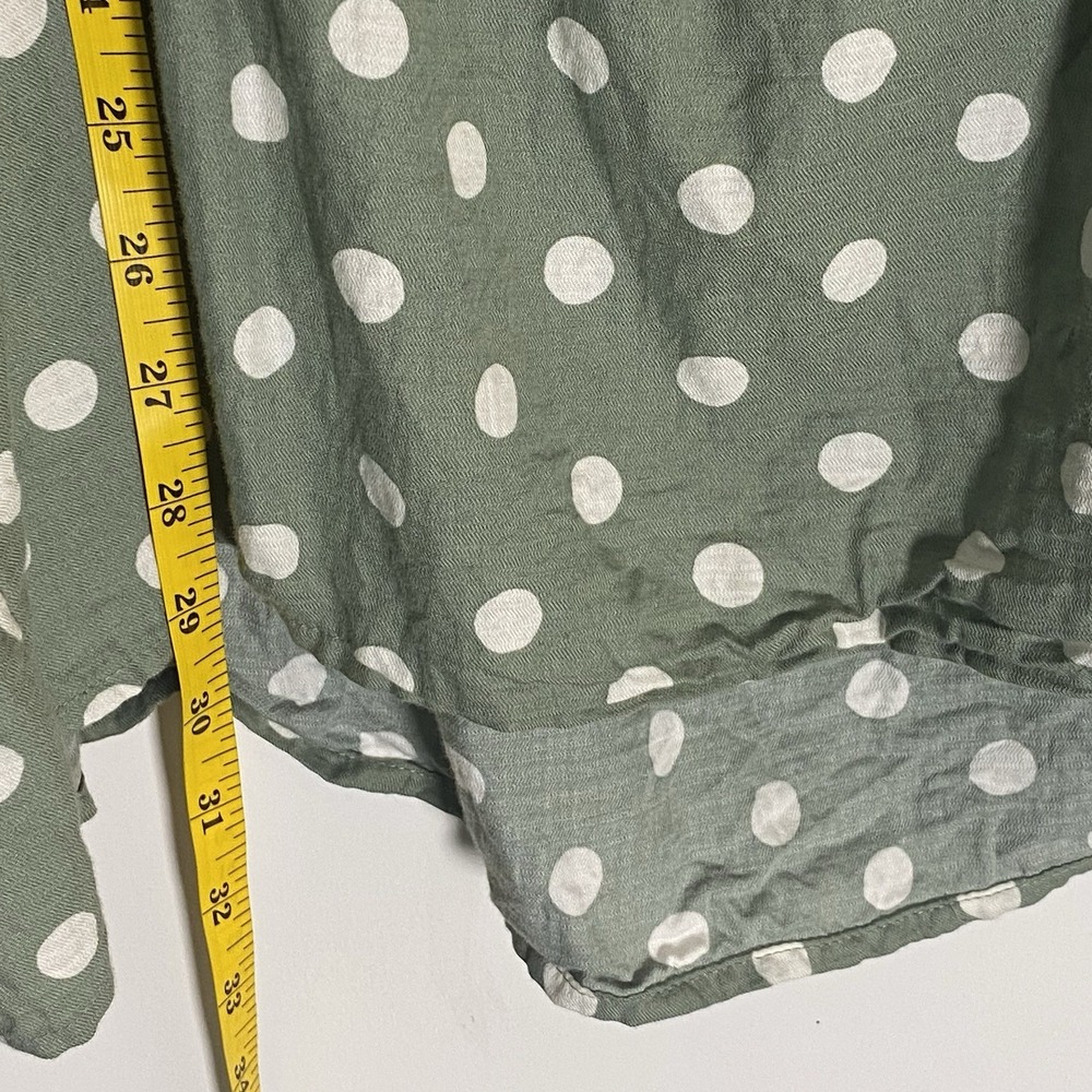 Ava & Viv Top Womens 4X Green White Polka Dot Whimsy Chic Boho Cowgirl Blouse - Picture 15 of 16